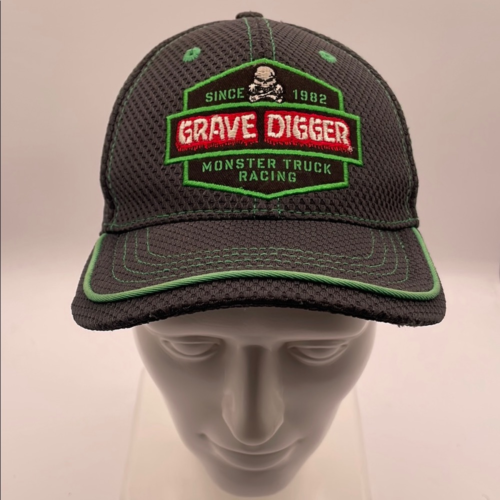 Adult Monster Truck Racing Hat Grave Digger Gray Green Monster Jam Baseball Cap